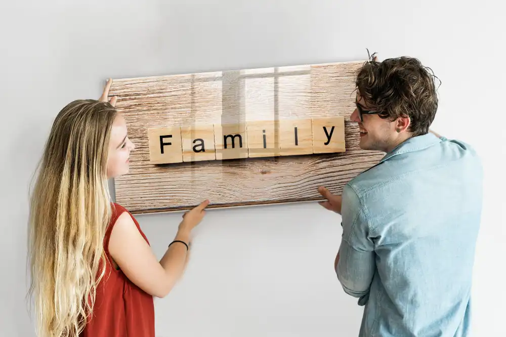 Tablă magnetică pentru scris cu inscripție Family