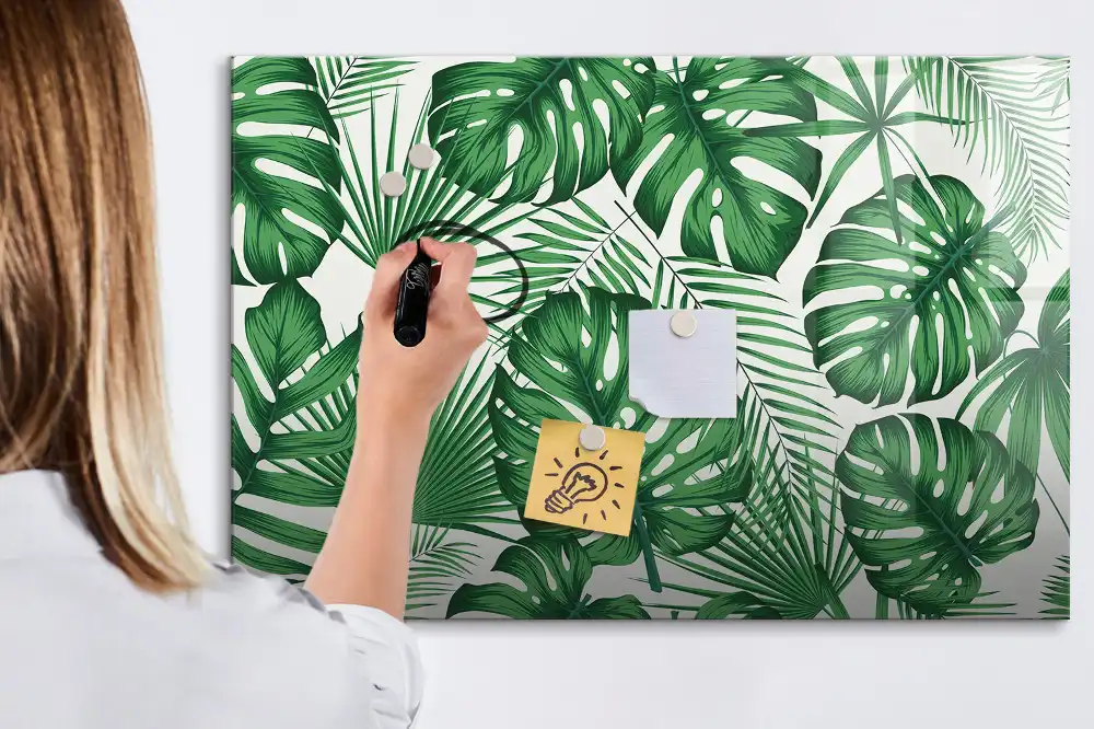 Tablă magnetică cu model de frunze de monstera exotică