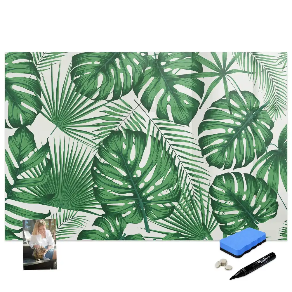 Tablă magnetică cu model de frunze de monstera exotică