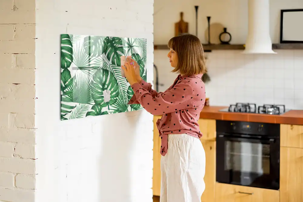 Tablă magnetică cu model de frunze de monstera exotică