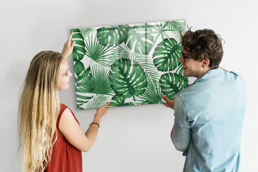 Tablă magnetică cu model de frunze de monstera exotică