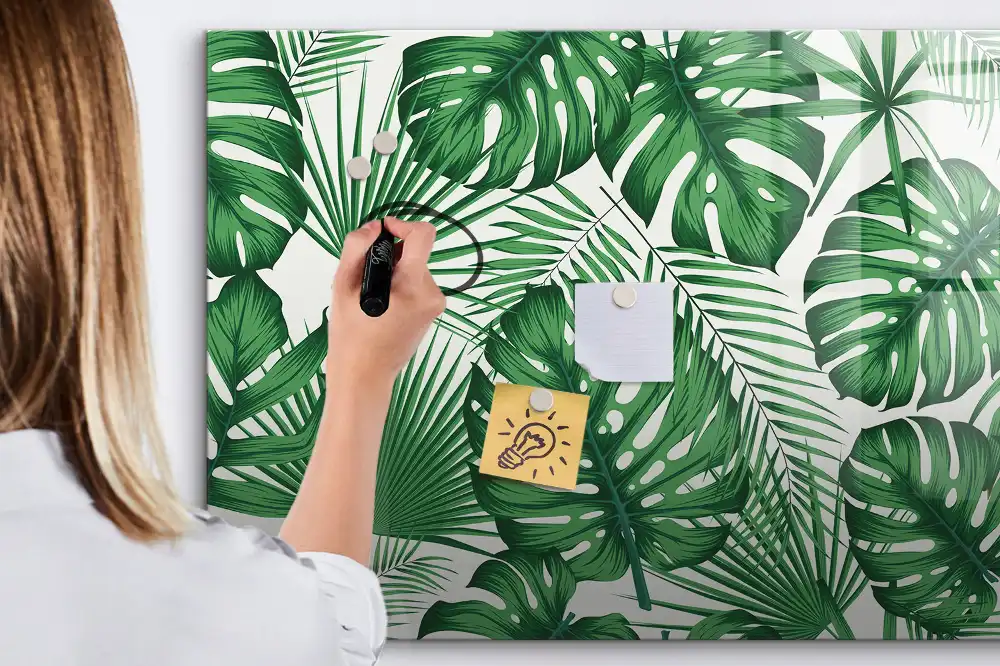Tablă magnetică cu model de frunze de monstera exotică