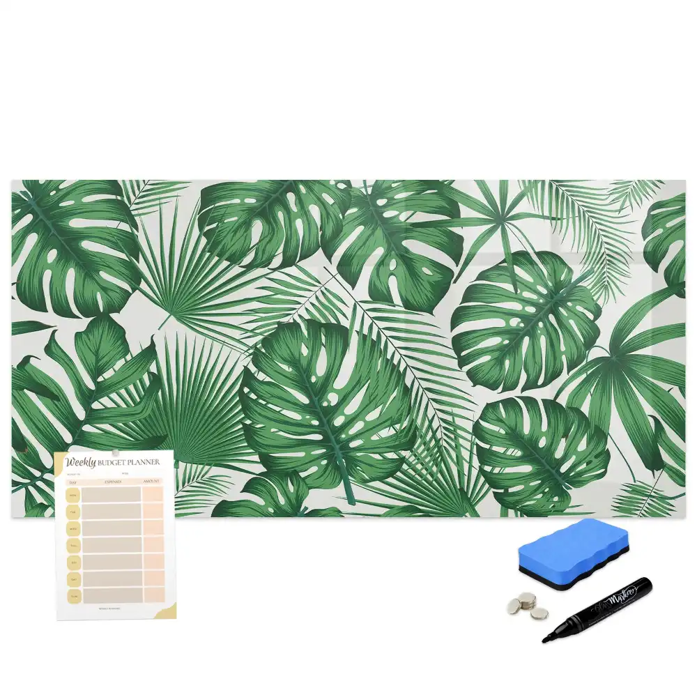 Tablă magnetică cu model de frunze de monstera exotică