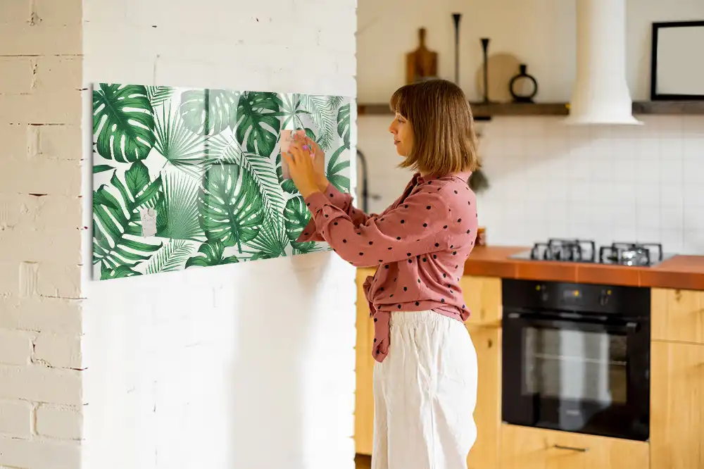 Tablă magnetică cu model de frunze de monstera exotică