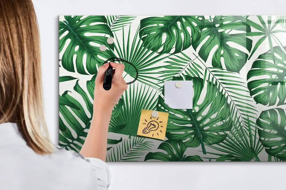 Tablă magnetică cu model de frunze de monstera exotică