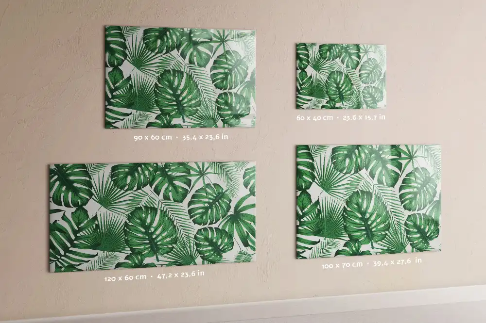 Tablă magnetică cu model de frunze de monstera exotică