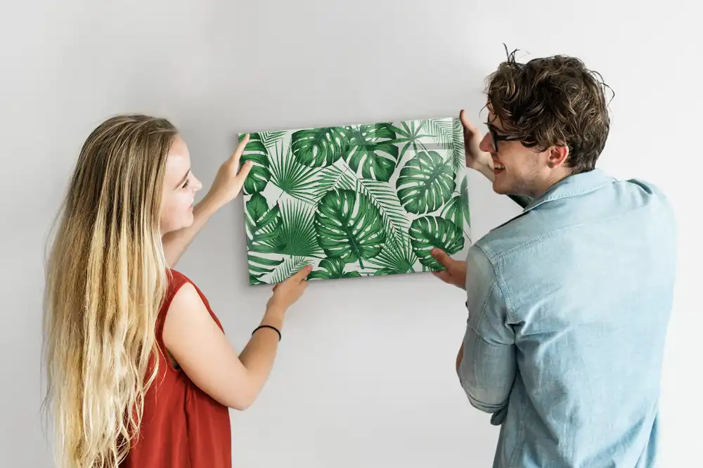 Tablă magnetică cu model de frunze de monstera exotică