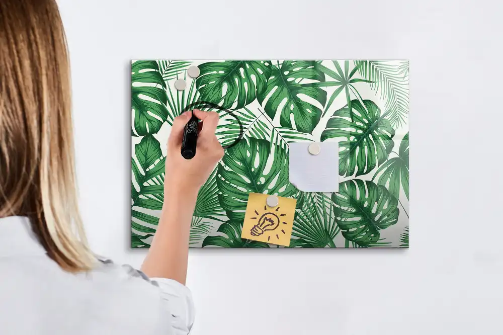 Tablă magnetică cu model de frunze de monstera exotică