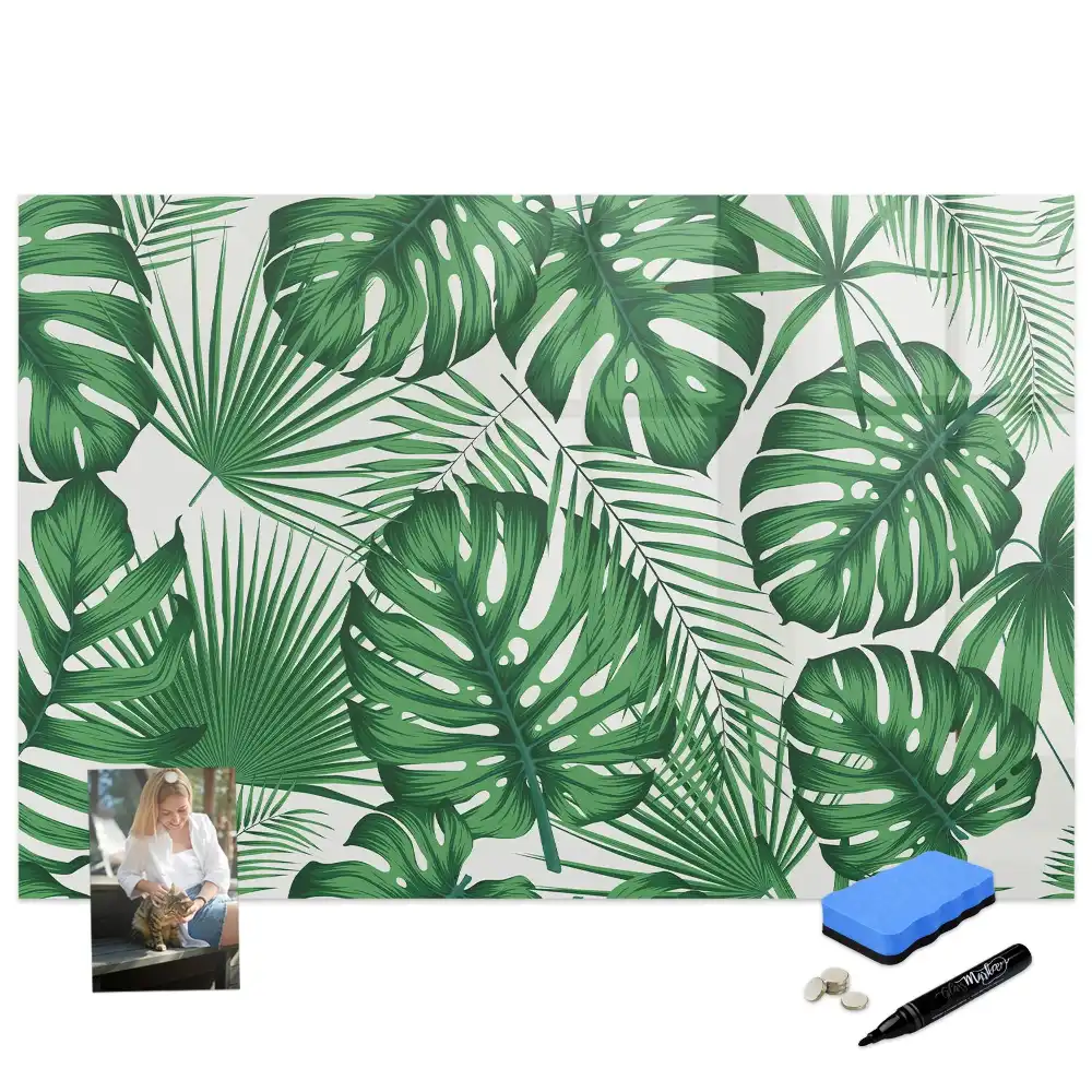 Tablă magnetică cu model de frunze de monstera exotică
