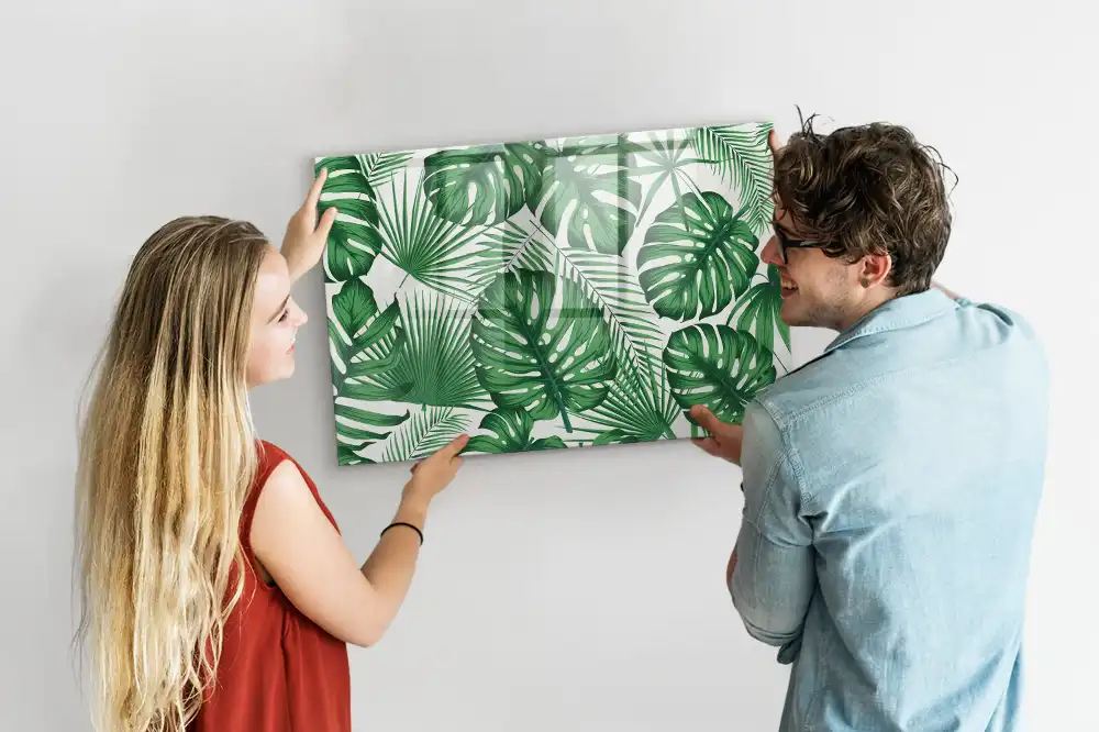 Tablă magnetică cu model de frunze de monstera exotică
