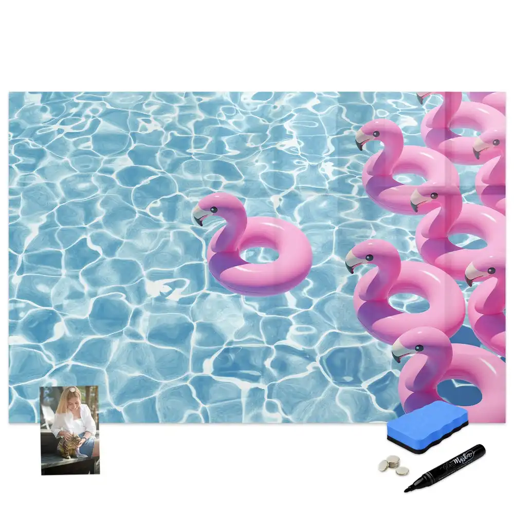 Tablă magnetică decorativă cu model păpădii și flamingo