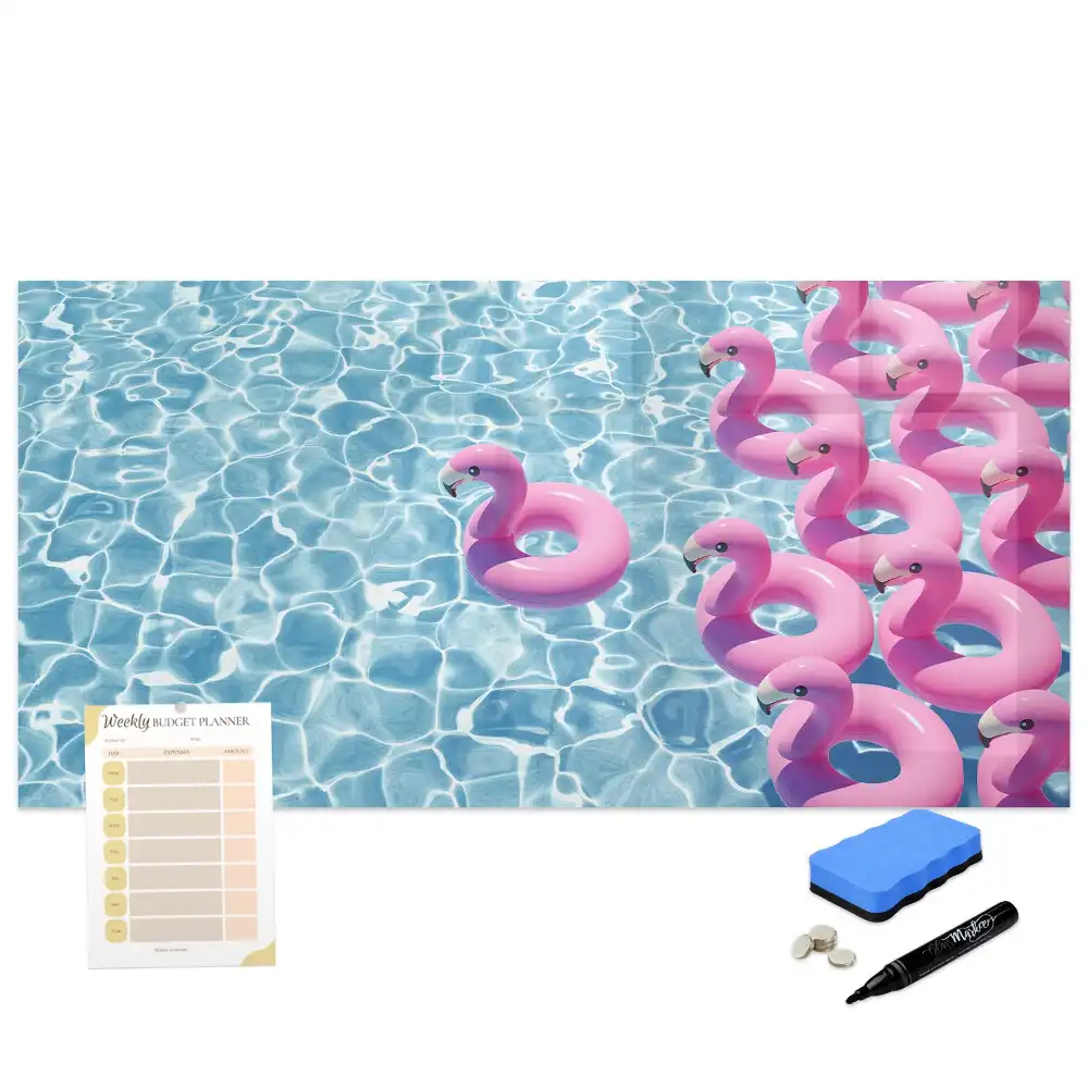 Tablă magnetică decorativă cu model păpădii și flamingo