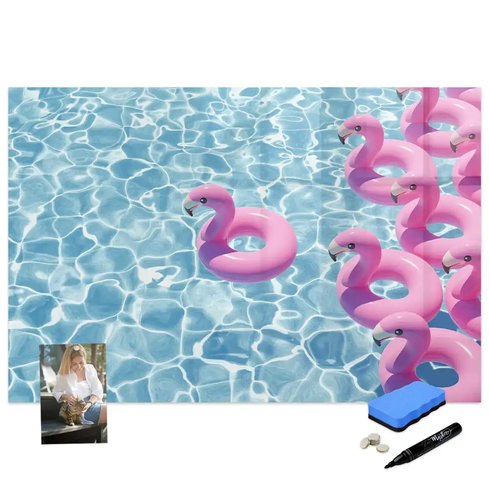 Tablă magnetică decorativă cu model păpădii și flamingo