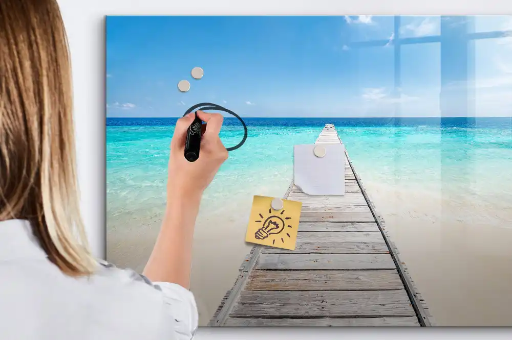 Tablă magnetică cu tematică de stațiune tropicală