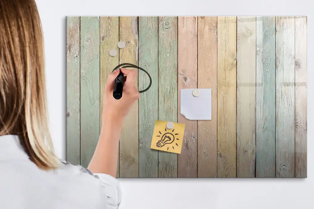 Tablă magnetică pentru marker cu design de scânduri multicolore
