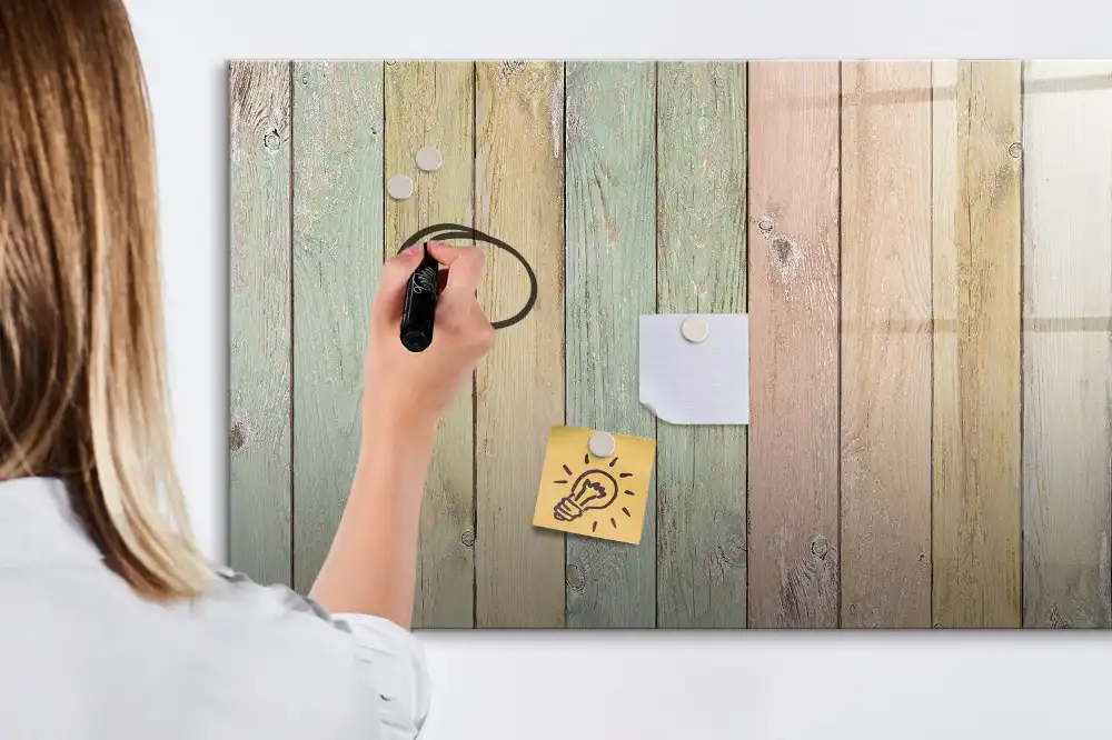 Tablă magnetică pentru marker cu design de scânduri multicolore