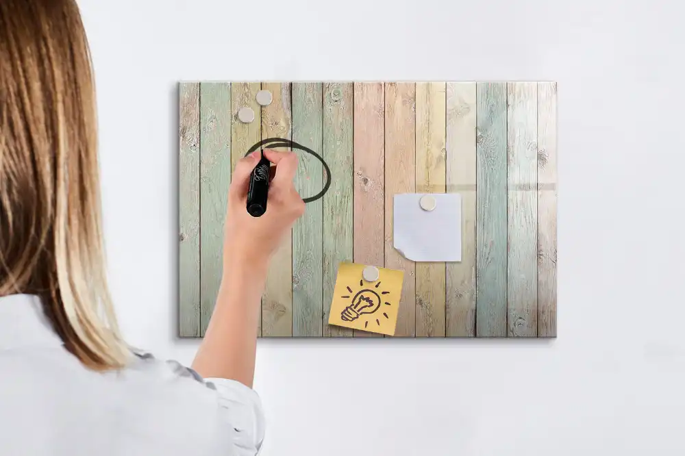 Tablă magnetică pentru marker cu design de scânduri multicolore