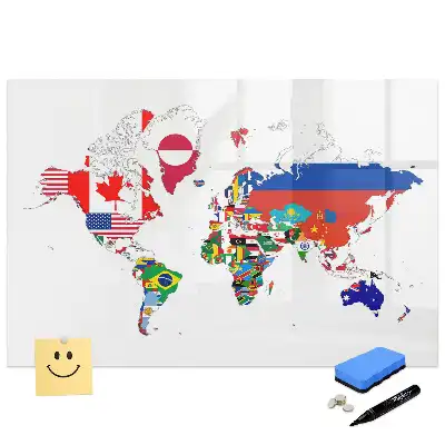 Tablă magnetică cu marker reprezentând steagurile naționale ale lumii