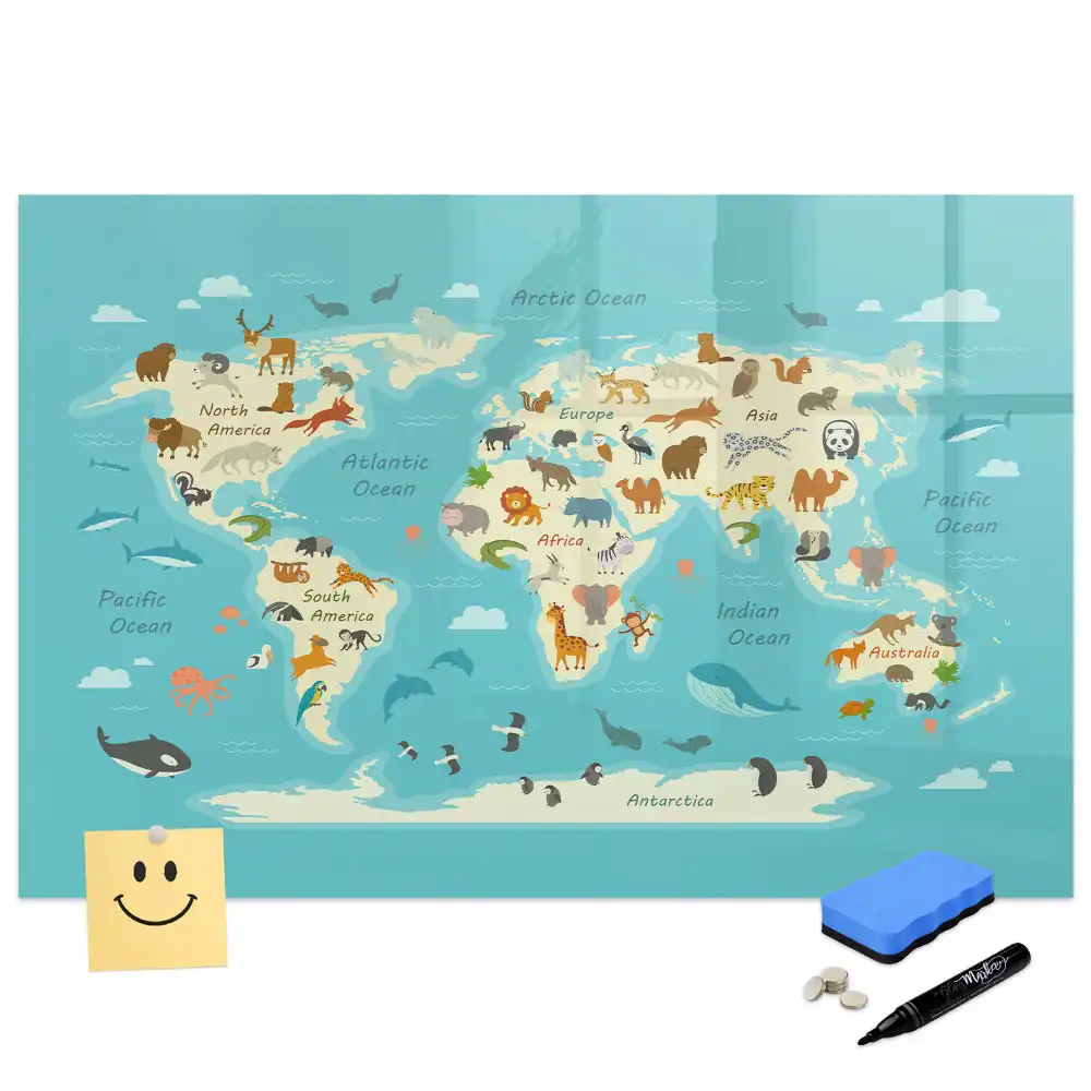 Tablă magnetică educativă Atlasul zoologic al lumii