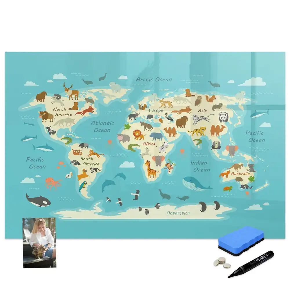 Tablă magnetică educativă Atlasul zoologic al lumii