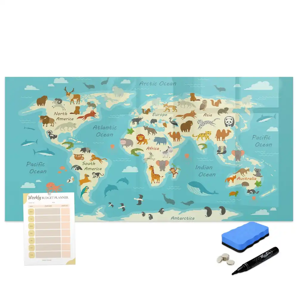 Tablă magnetică educativă Atlasul zoologic al lumii