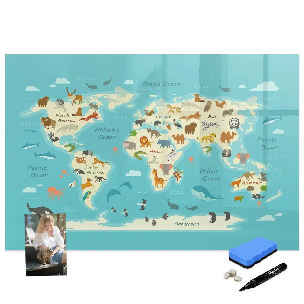 Tablă magnetică educativă Atlasul zoologic al lumii