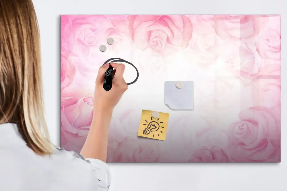 Tablă magnetică cu imprimeu pictural abstract cu trandafiri