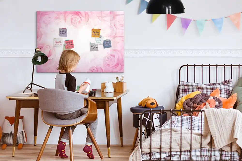 Tablă magnetică cu imprimeu pictural abstract cu trandafiri