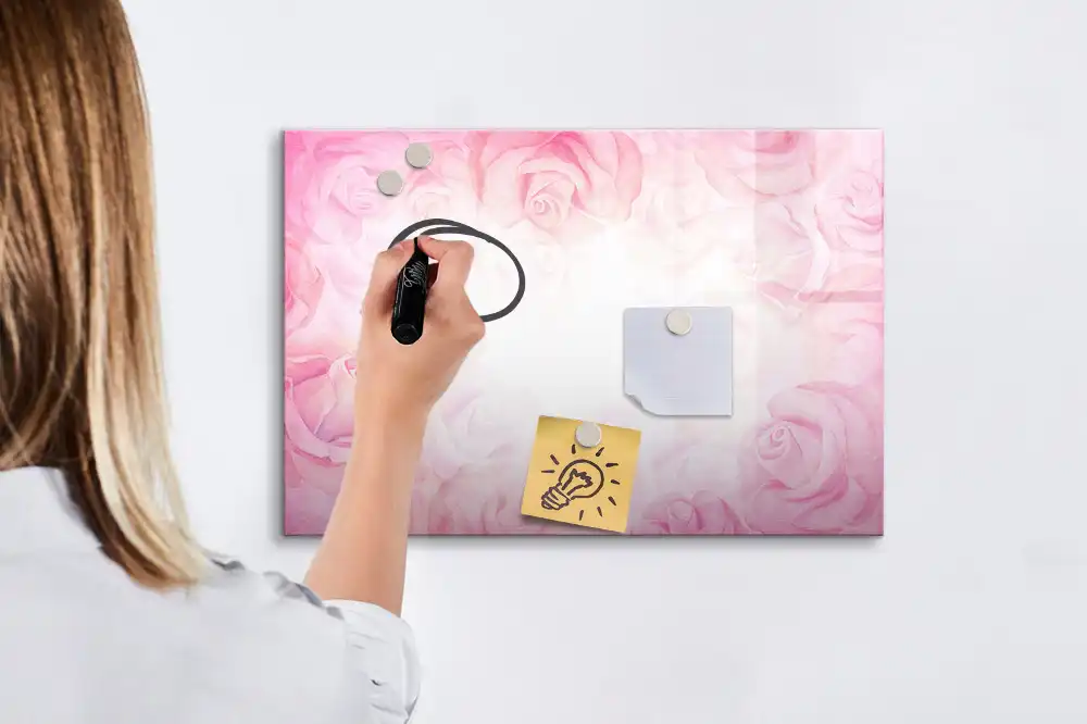 Tablă magnetică cu imprimeu pictural abstract cu trandafiri