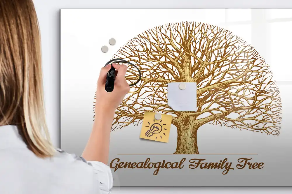Tablă magnetică pentru arbore genealogic multigenerațional