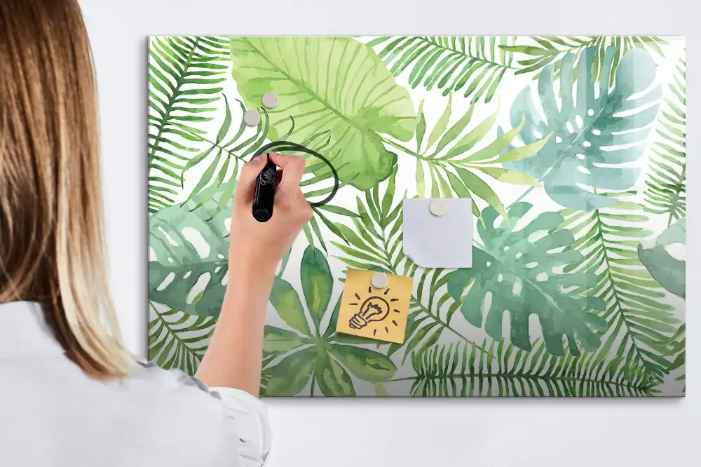 Tablă magnetică cu design de frunze și plante exotice
