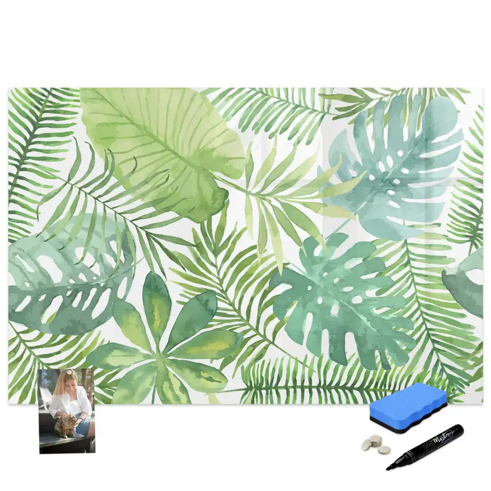 Tablă magnetică cu design de frunze și plante exotice