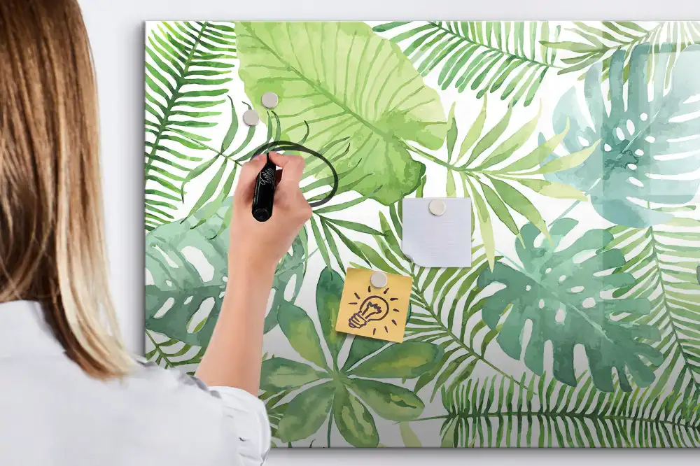 Tablă magnetică cu design de frunze și plante exotice