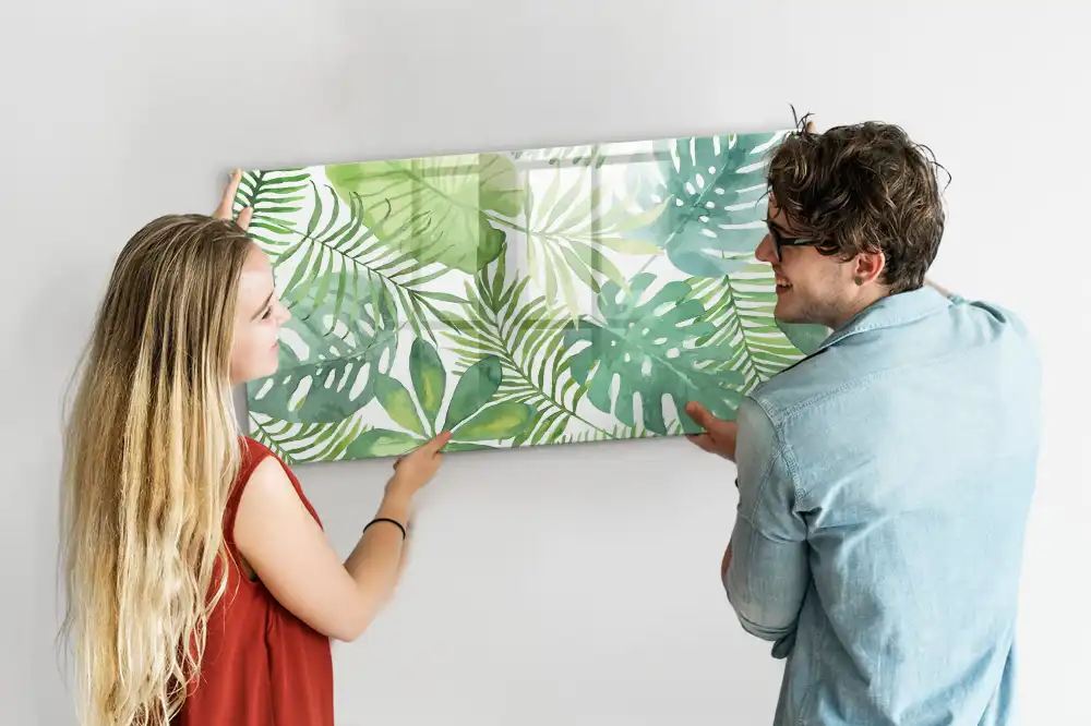 Tablă magnetică cu design de frunze și plante exotice