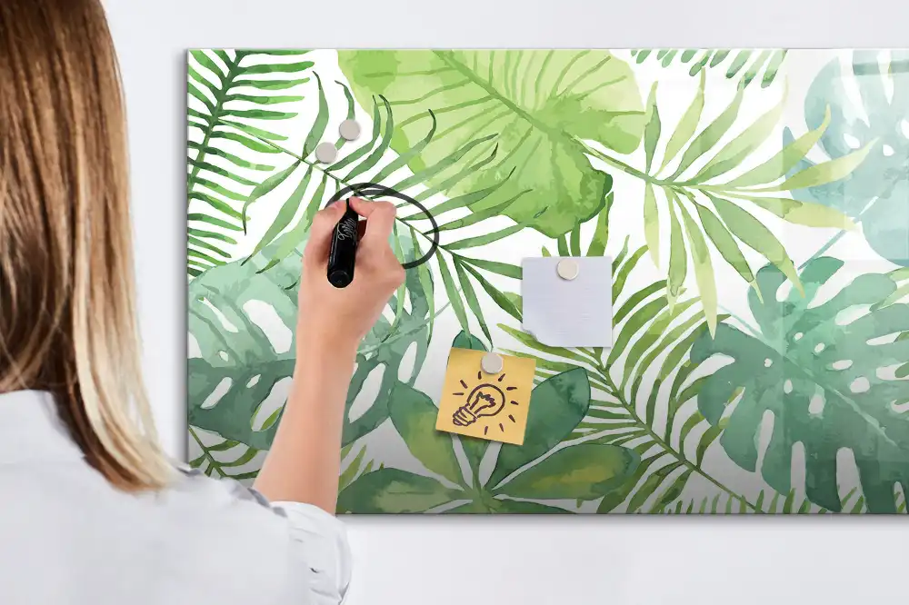 Tablă magnetică cu design de frunze și plante exotice