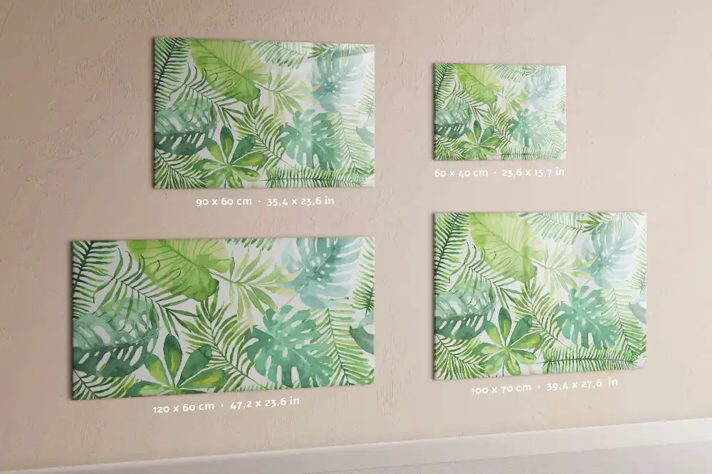 Tablă magnetică cu design de frunze și plante exotice