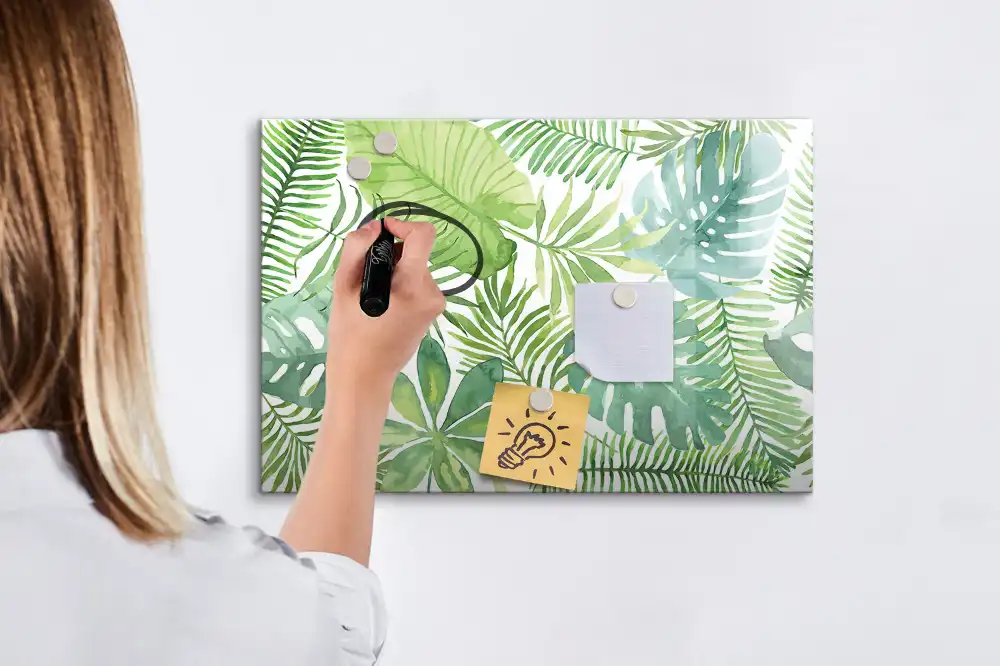 Tablă magnetică cu design de frunze și plante exotice