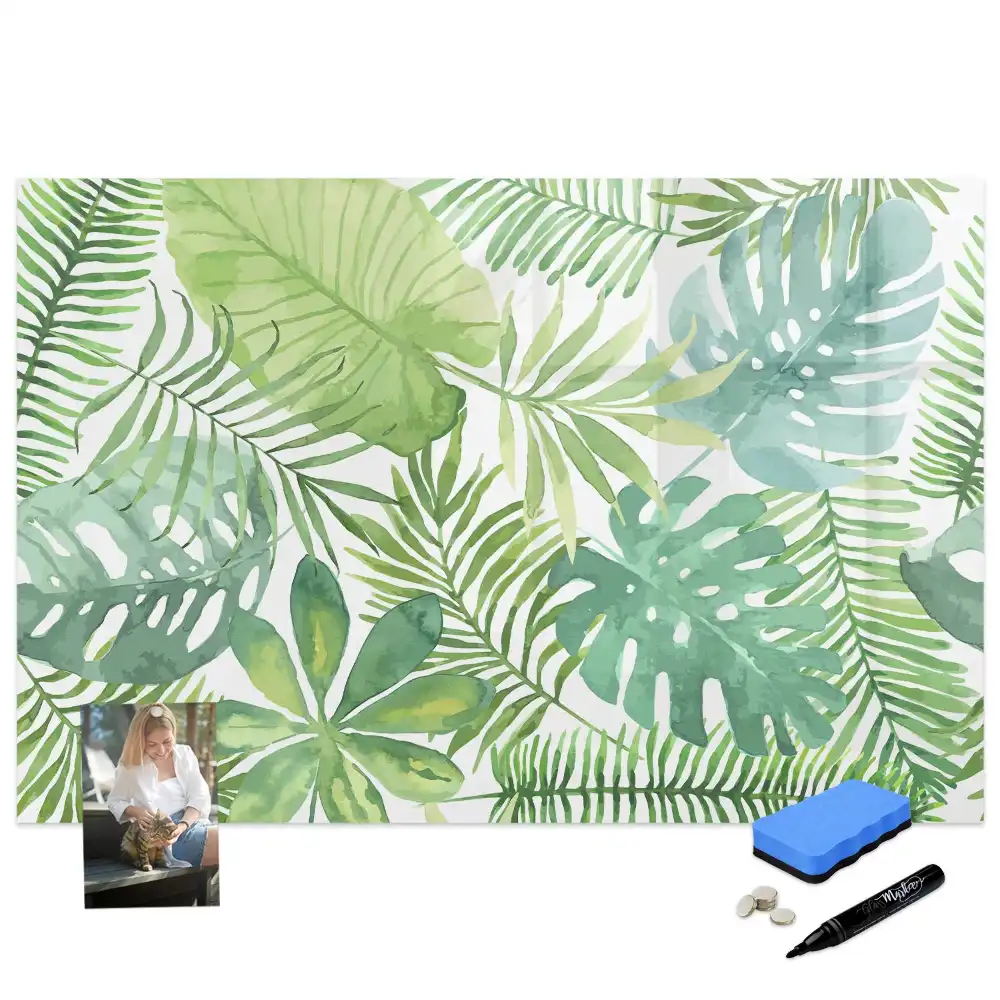 Tablă magnetică cu design de frunze și plante exotice