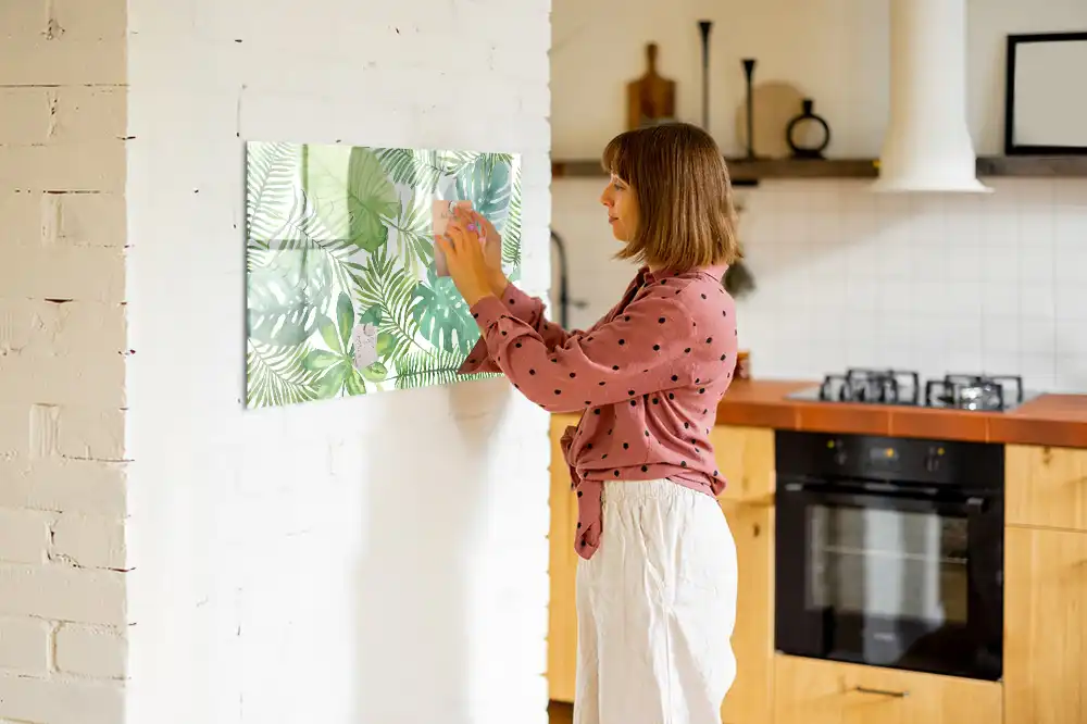 Tablă magnetică cu design de frunze și plante exotice