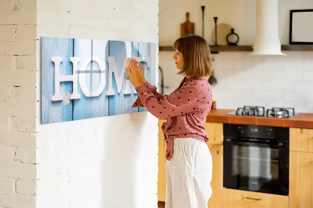 Tablă magnetică pentru scris cu inscripția Home Sweet Home