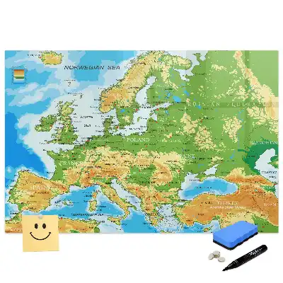 Tablă magnetică harta lumii școlară