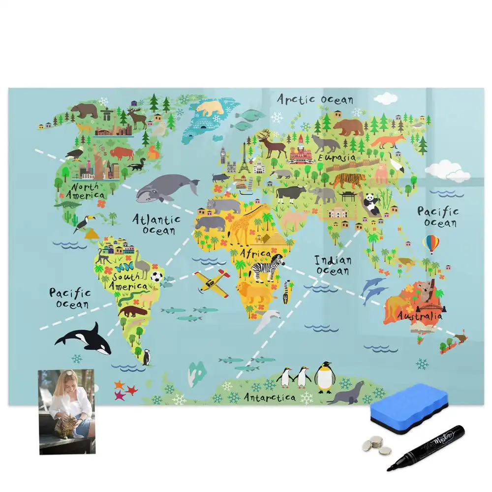 Tablă magnetică educativă Atlasul animalelor lumii