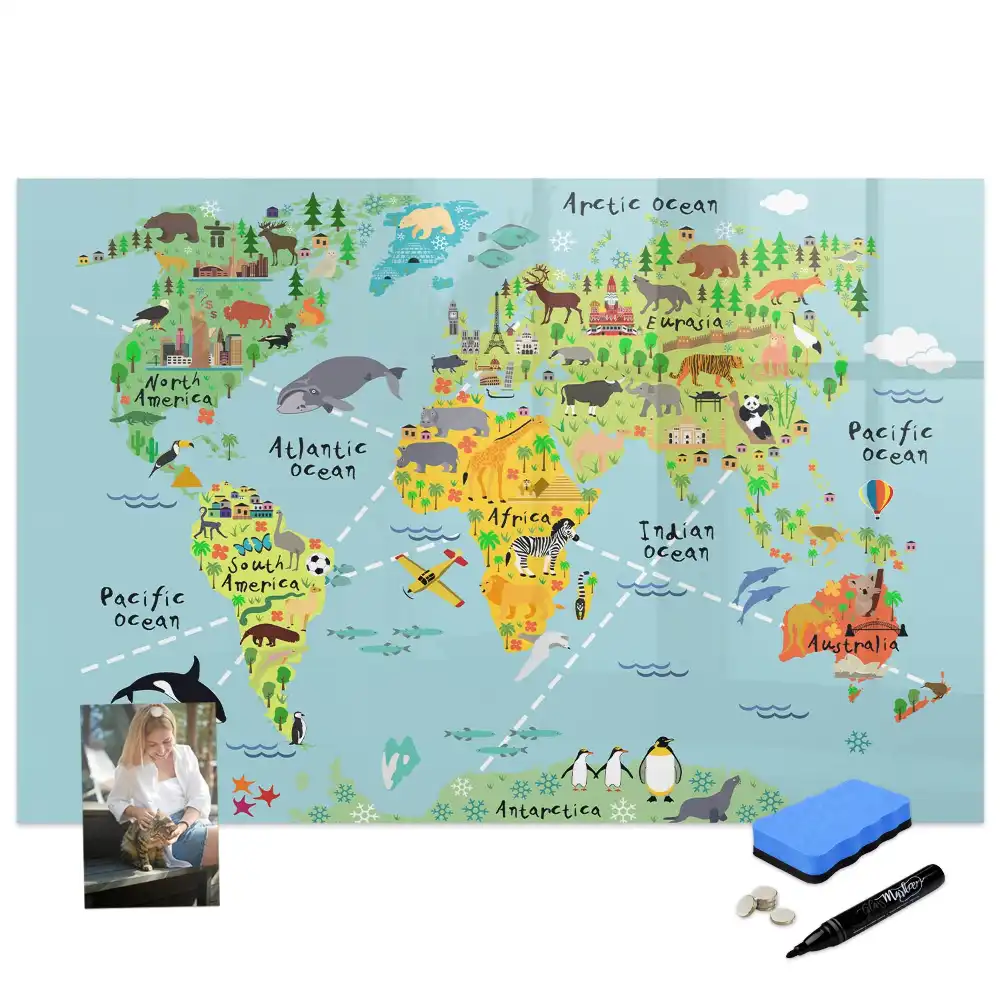 Tablă magnetică educativă Atlasul animalelor lumii