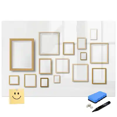 Tablă magnetică pentru scris cu marker și rame foto din lemn