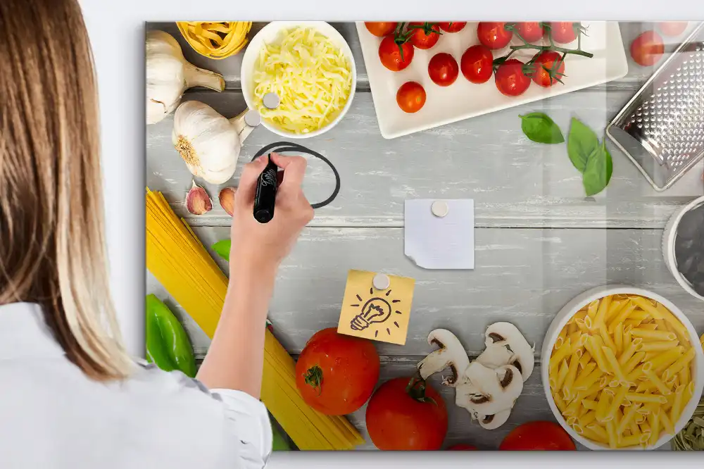 Tablă magnetică cu marker pentru ingrediente culinare