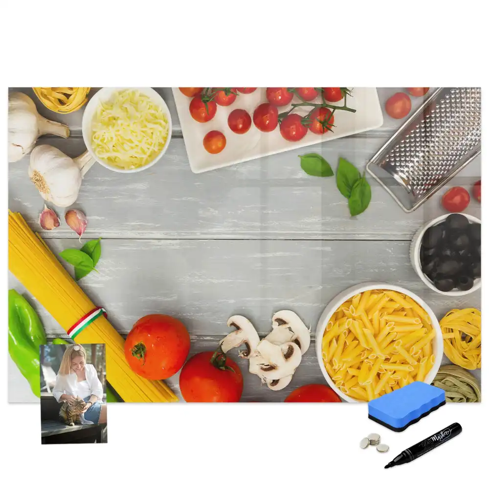 Tablă magnetică cu marker pentru ingrediente culinare