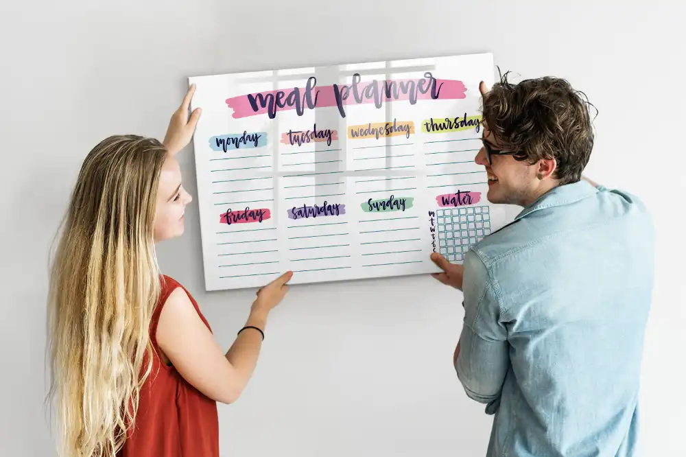 Tablă magnetică cu marker pentru meniu săptămânal