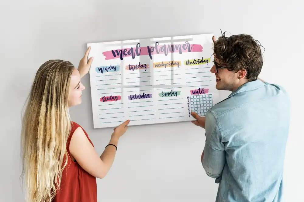 Tablă magnetică cu marker pentru meniu săptămânal