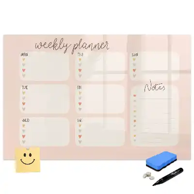 Tablă magnetică pentru planificarea săptămânală cu design drăguț