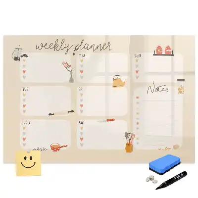 Tablă magnetică cu marker pentru organizarea săptămânală a activităților